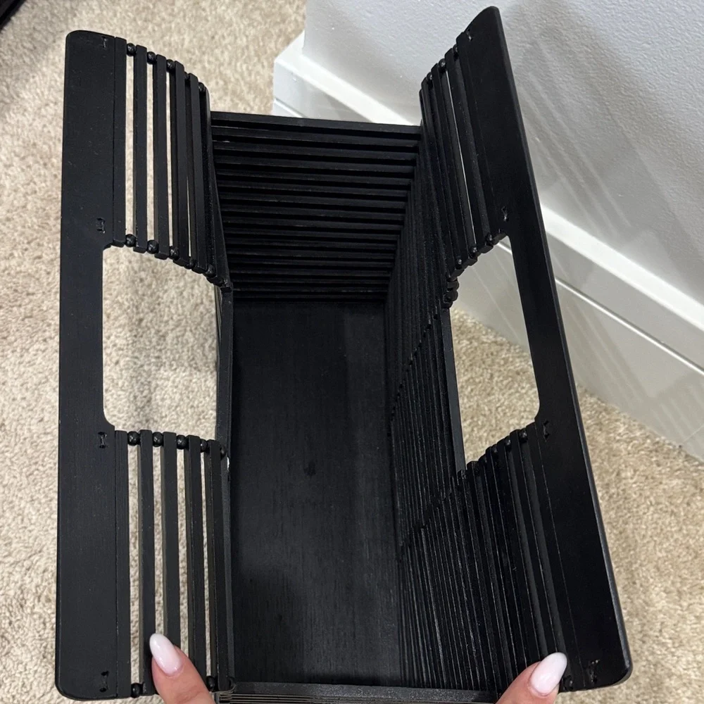 Black Slatted Bamboo Tote Bag - Picture 3 of 5